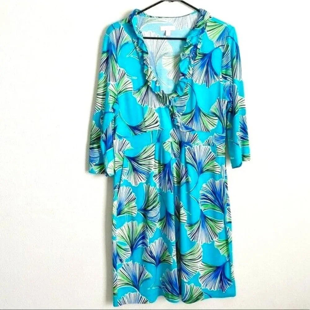 LILLY PULITZER Blayney Ruffle Dress - Let's Get Ginky - Size Large - Picture 1 of 9